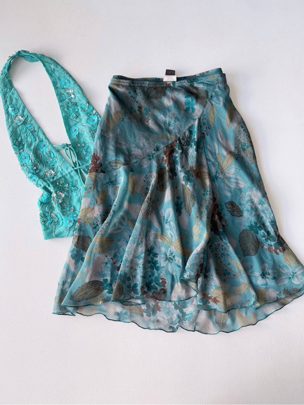 Vintage Wrapper Blue Floral Fairy Chiffon Skirt |
Sheer Wrap Midi Skirt